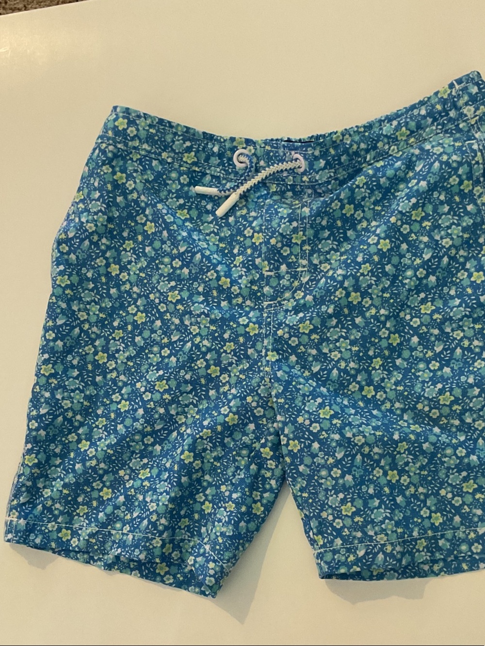 johnnie-O Boy’s  Blue Floral Drawstring Swim Shorts Sz 10